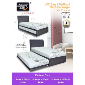 Sleepy Night HC 3 in 1 Pullout Bed Package (With 6" Hawaii Spring Mattress)